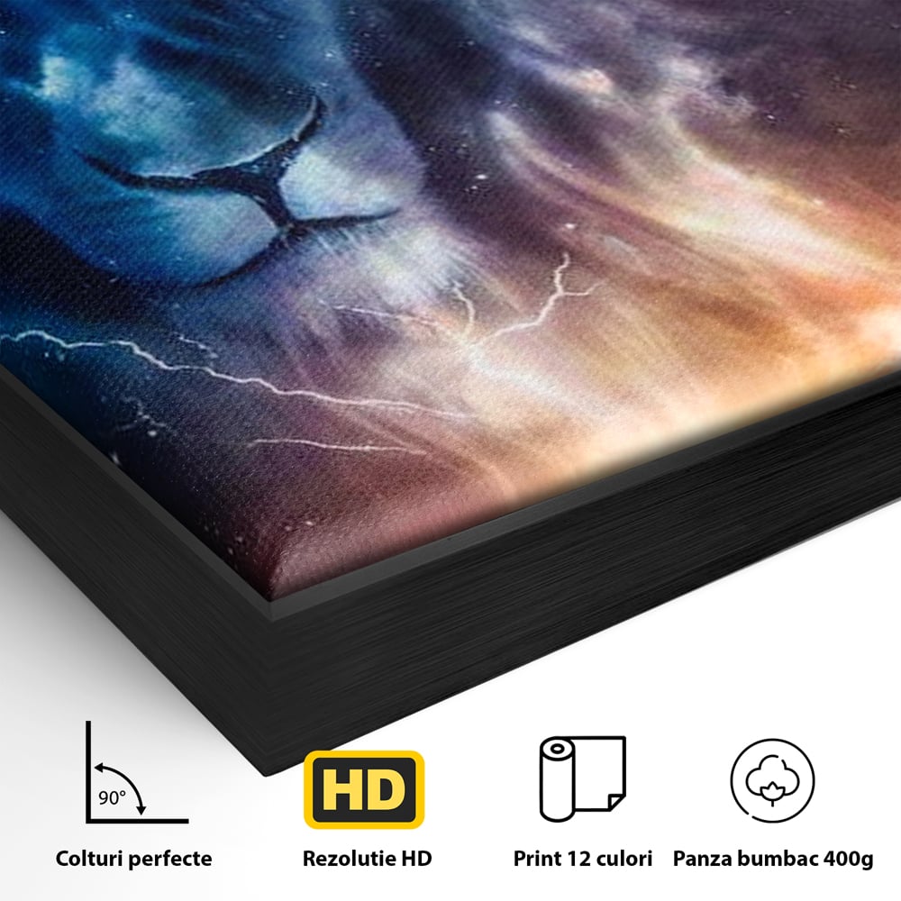Leinwandbilder Premium, LuxCanva® M1390, Begegnung mit dem Unendlichen, Blitz, Halbmond, Universum, Sterne, Sonnenuntergang, Mond, Sonnenuntergang, Mond, Mond, Himmel, Mysterium, Geist, Geist, Magie, Büro, Wohnen, Kinderzimmer