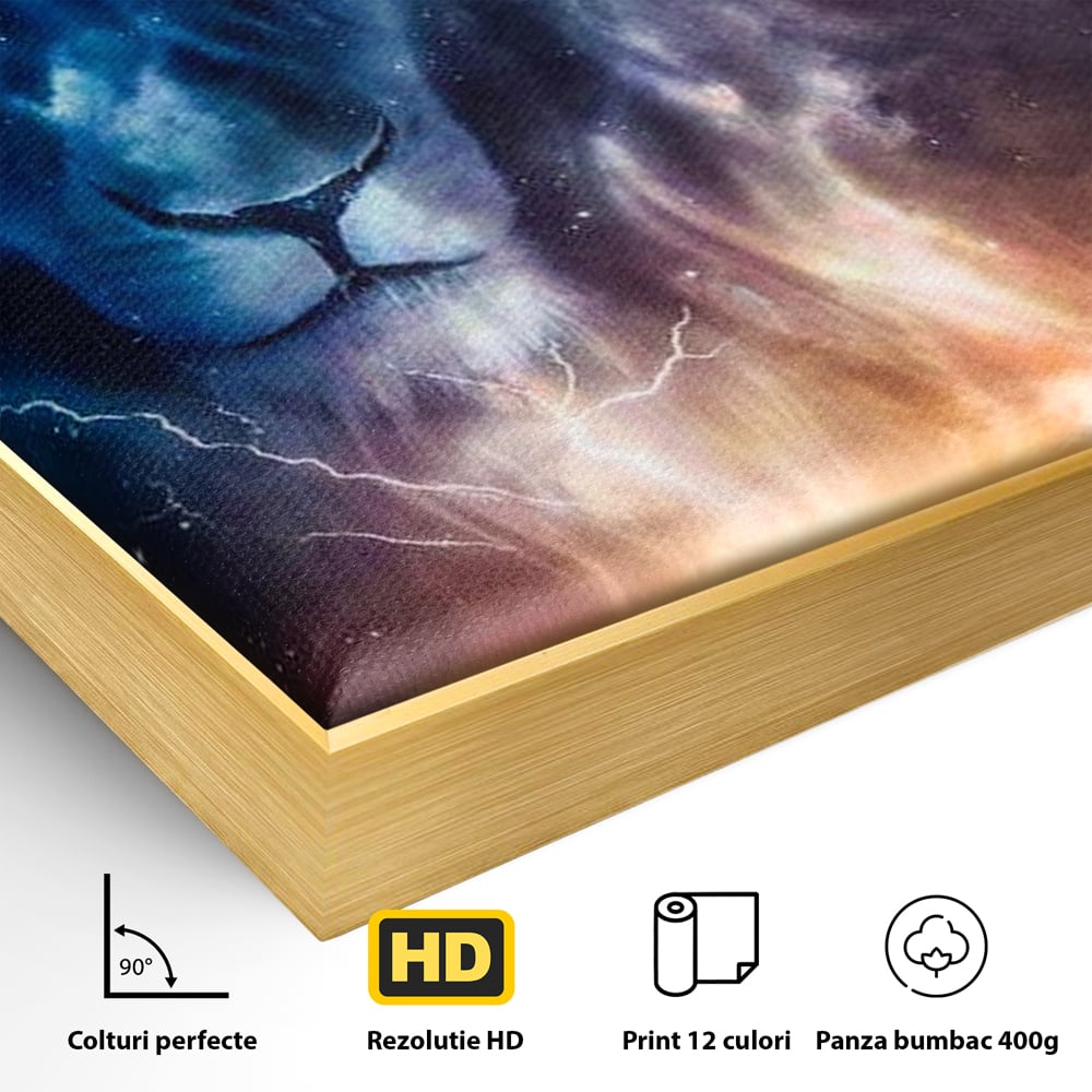 Leinwandbilder Premium, LuxCanva® M1390, Begegnung mit dem Unendlichen, Blitz, Halbmond, Universum, Sterne, Sonnenuntergang, Mond, Sonnenuntergang, Mond, Mond, Himmel, Mysterium, Geist, Geist, Magie, Büro, Wohnen, Kinderzimmer