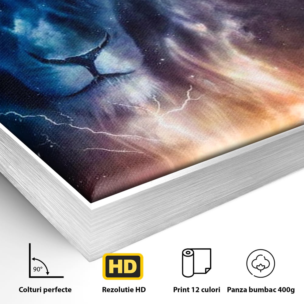 Leinwandbilder Premium, LuxCanva® M1390, Begegnung mit dem Unendlichen, Blitz, Halbmond, Universum, Sterne, Sonnenuntergang, Mond, Sonnenuntergang, Mond, Mond, Himmel, Mysterium, Geist, Geist, Magie, Büro, Wohnen, Kinderzimmer