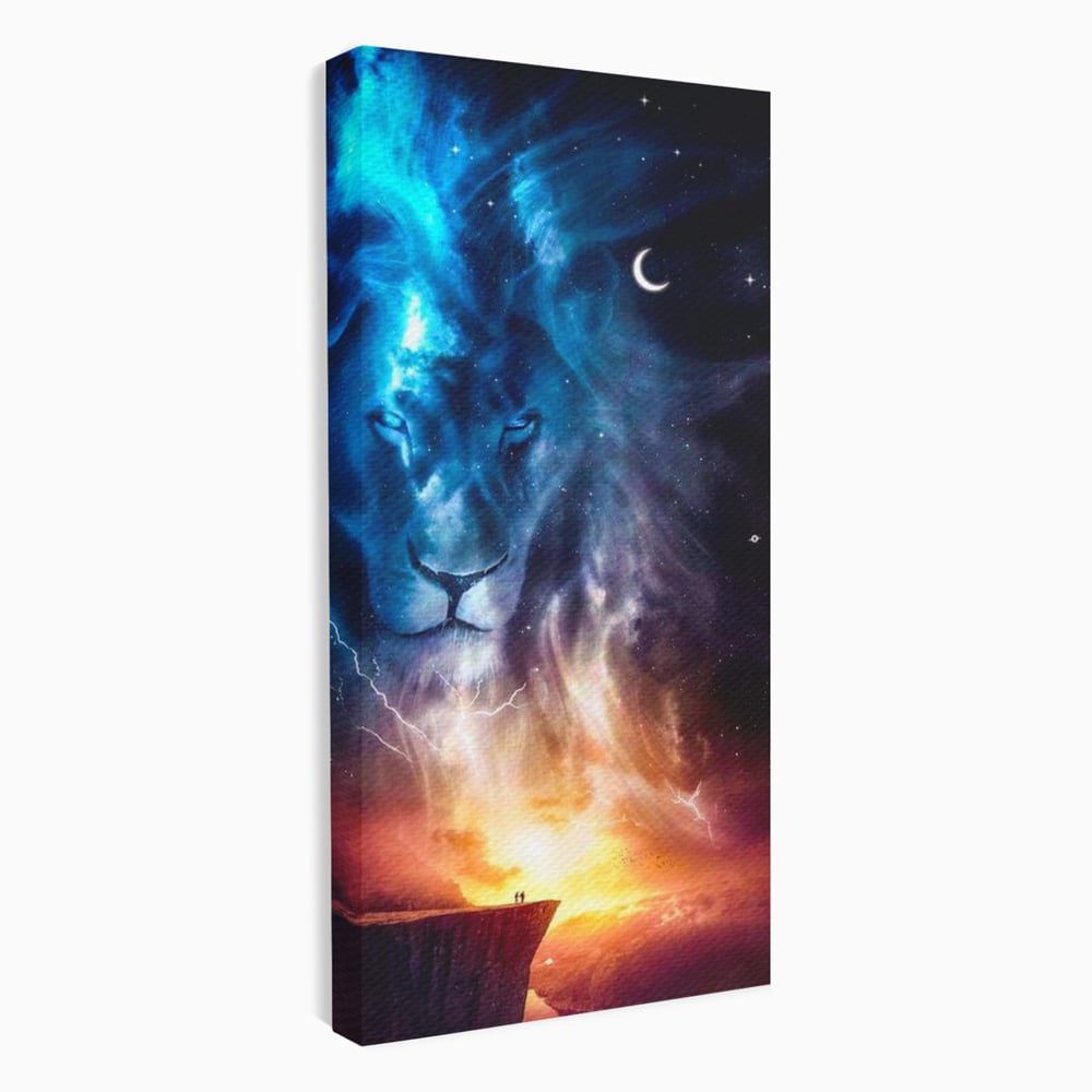 Leinwandbilder Premium, LuxCanva® M1390, Begegnung mit dem Unendlichen, Blitz, Halbmond, Universum, Sterne, Sonnenuntergang, Mond, Sonnenuntergang, Mond, Mond, Himmel, Mysterium, Geist, Geist, Magie, Büro, Wohnen, Kinderzimmer