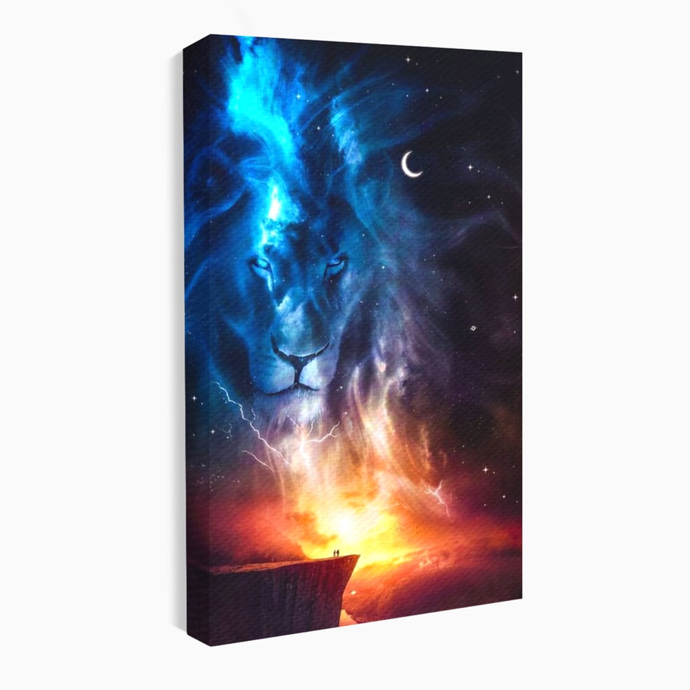 Leinwandbilder Premium, LuxCanva® M1390, Begegnung mit dem Unendlichen, Blitz, Halbmond, Universum, Sterne, Sonnenuntergang, Mond, Sonnenuntergang, Mond, Mond, Himmel, Mysterium, Geist, Geist, Magie, Büro, Wohnen, Kinderzimmer