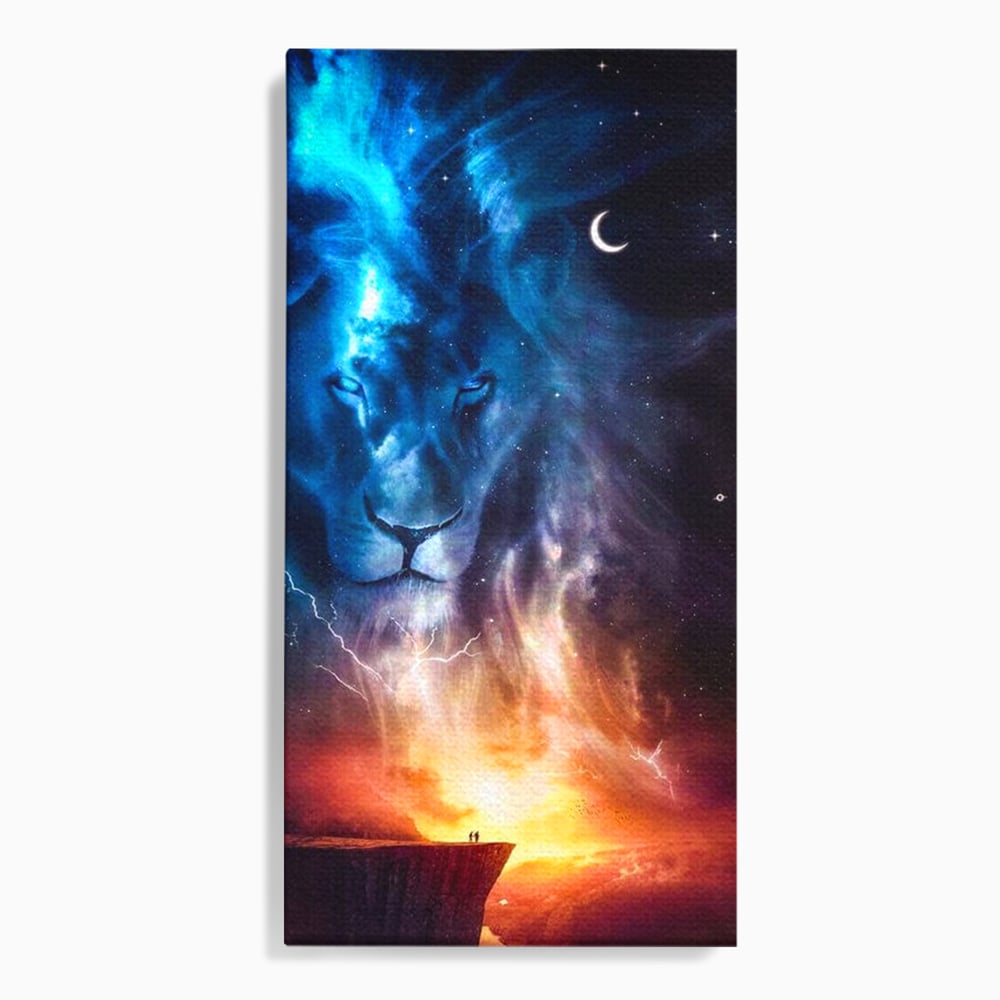Leinwandbilder Premium, LuxCanva® M1390, Begegnung mit dem Unendlichen, Blitz, Halbmond, Universum, Sterne, Sonnenuntergang, Mond, Sonnenuntergang, Mond, Mond, Himmel, Mysterium, Geist, Geist, Magie, Büro, Wohnen, Kinderzimmer