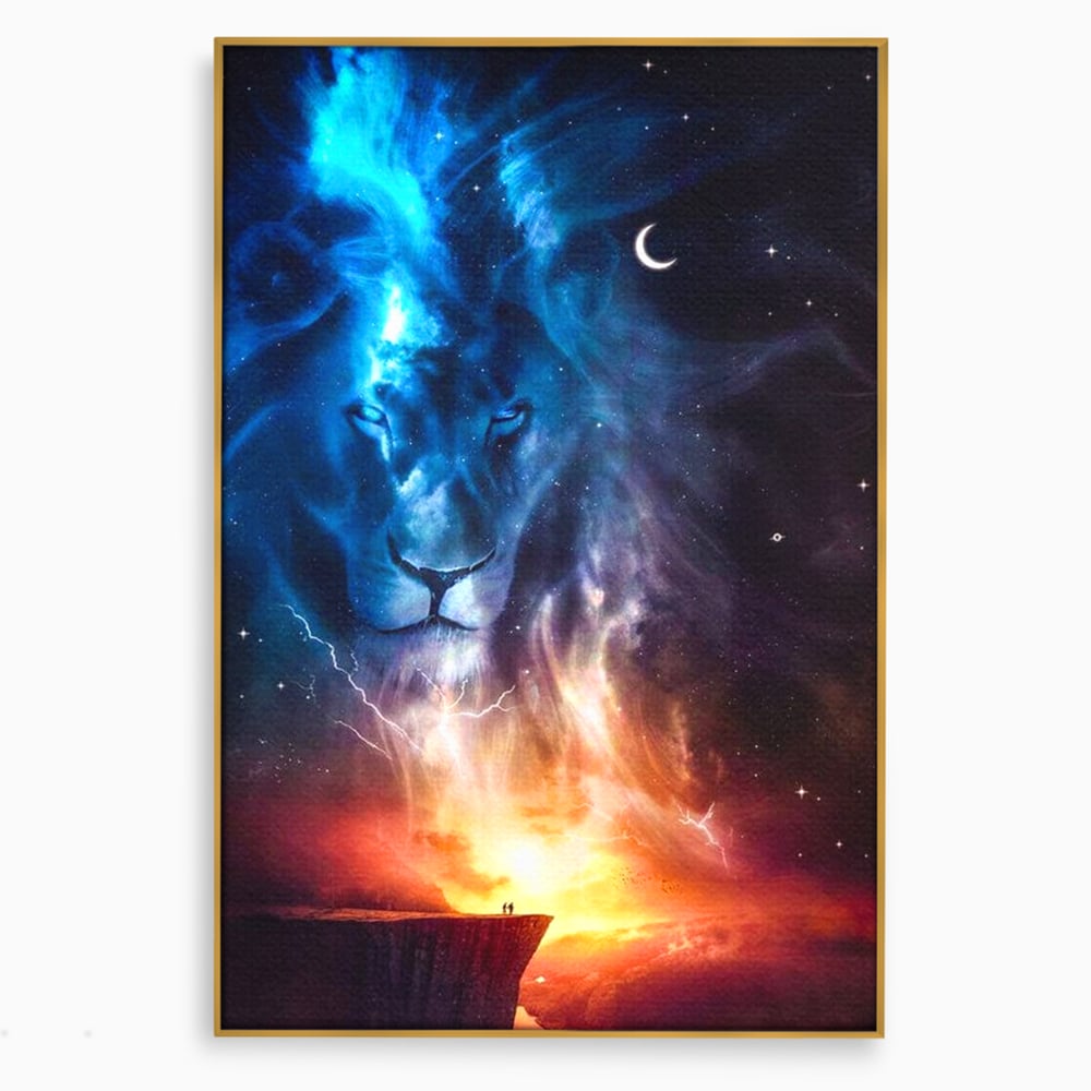 Leinwandbilder Premium, LuxCanva® M1390, Begegnung mit dem Unendlichen, Blitz, Halbmond, Universum, Sterne, Sonnenuntergang, Mond, Sonnenuntergang, Mond, Mond, Himmel, Mysterium, Geist, Geist, Magie, Büro, Wohnen, Kinderzimmer