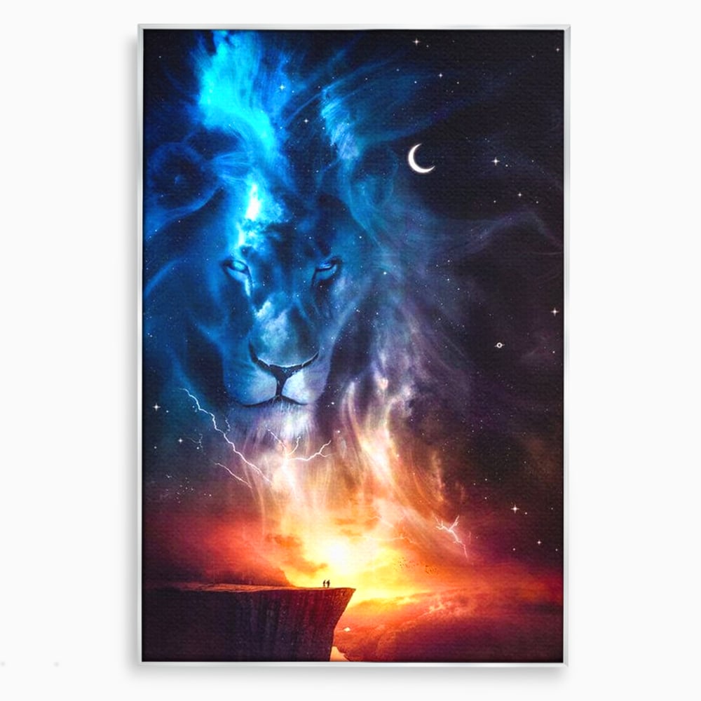 Leinwandbilder Premium, LuxCanva® M1390, Begegnung mit dem Unendlichen, Blitz, Halbmond, Universum, Sterne, Sonnenuntergang, Mond, Sonnenuntergang, Mond, Mond, Himmel, Mysterium, Geist, Geist, Magie, Büro, Wohnen, Kinderzimmer