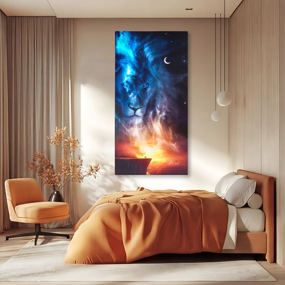 Leinwandbilder Premium, LuxCanva® M1390, Begegnung mit dem Unendlichen, Blitz, Halbmond, Universum, Sterne, Sonnenuntergang, Mond, Sonnenuntergang, Mond, Mond, Himmel, Mysterium, Geist, Geist, Magie, Büro, Wohnen, Kinderzimmer