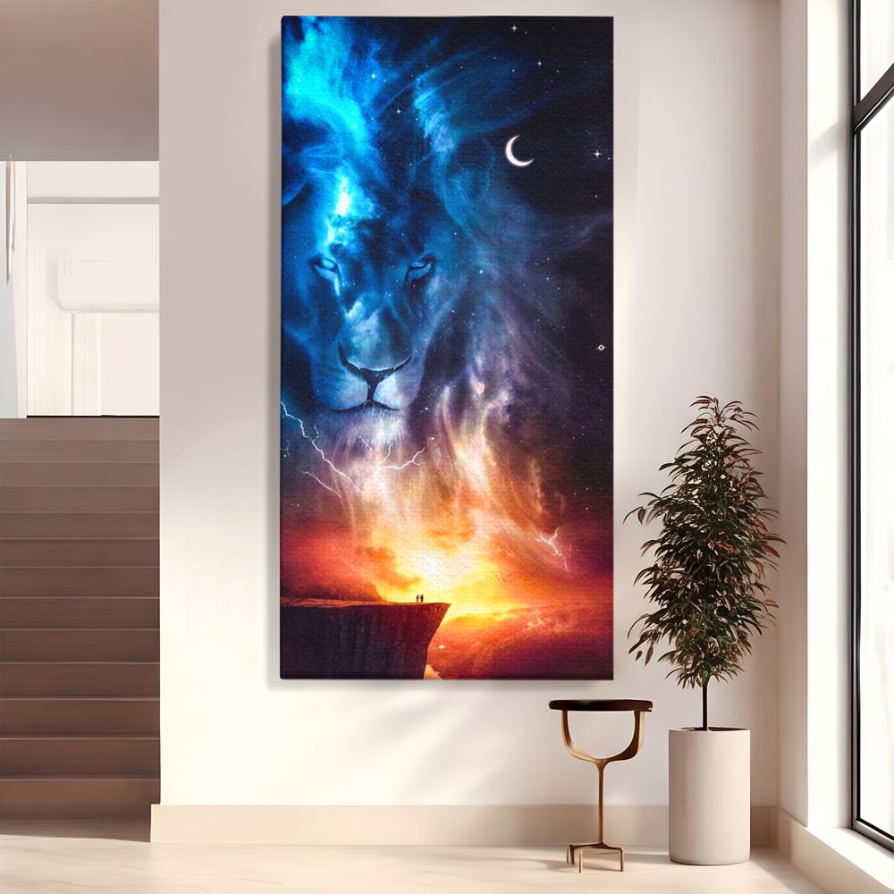 Leinwandbilder Premium, LuxCanva® M1390, Begegnung mit dem Unendlichen, Blitz, Halbmond, Universum, Sterne, Sonnenuntergang, Mond, Sonnenuntergang, Mond, Mond, Himmel, Mysterium, Geist, Geist, Magie, Büro, Wohnen, Kinderzimmer