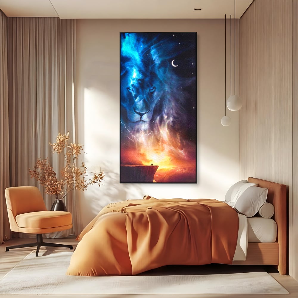 Leinwandbilder Premium, LuxCanva® M1390, Begegnung mit dem Unendlichen, Blitz, Halbmond, Universum, Sterne, Sonnenuntergang, Mond, Sonnenuntergang, Mond, Mond, Himmel, Mysterium, Geist, Geist, Magie, Büro, Wohnen, Kinderzimmer