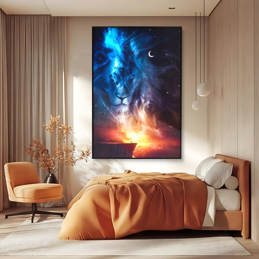 Leinwandbilder Premium, LuxCanva® M1390, Begegnung mit dem Unendlichen, Blitz, Halbmond, Universum, Sterne, Sonnenuntergang, Mond, Sonnenuntergang, Mond, Mond, Himmel, Mysterium, Geist, Geist, Magie, Büro, Wohnen, Kinderzimmer