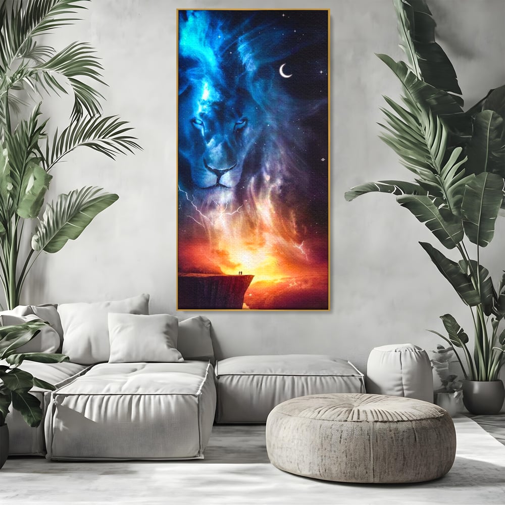 Leinwandbilder Premium, LuxCanva® M1390, Begegnung mit dem Unendlichen, Blitz, Halbmond, Universum, Sterne, Sonnenuntergang, Mond, Sonnenuntergang, Mond, Mond, Himmel, Mysterium, Geist, Geist, Magie, Büro, Wohnen, Kinderzimmer
