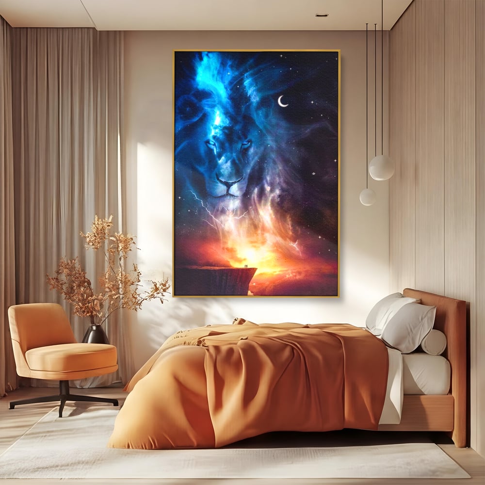 Leinwandbilder Premium, LuxCanva® M1390, Begegnung mit dem Unendlichen, Blitz, Halbmond, Universum, Sterne, Sonnenuntergang, Mond, Sonnenuntergang, Mond, Mond, Himmel, Mysterium, Geist, Geist, Magie, Büro, Wohnen, Kinderzimmer