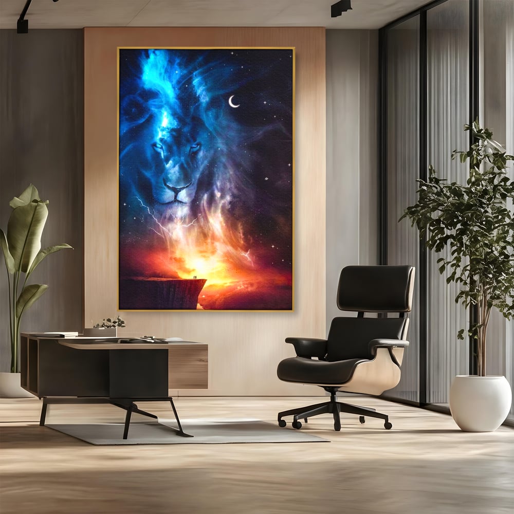Leinwandbilder Premium, LuxCanva® M1390, Begegnung mit dem Unendlichen, Blitz, Halbmond, Universum, Sterne, Sonnenuntergang, Mond, Sonnenuntergang, Mond, Mond, Himmel, Mysterium, Geist, Geist, Magie, Büro, Wohnen, Kinderzimmer