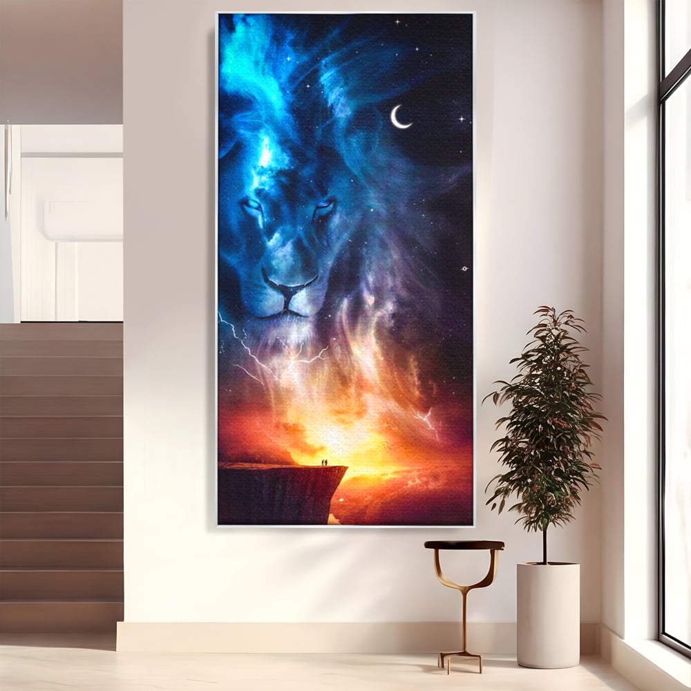 Leinwandbilder Premium, LuxCanva® M1390, Begegnung mit dem Unendlichen, Blitz, Halbmond, Universum, Sterne, Sonnenuntergang, Mond, Sonnenuntergang, Mond, Mond, Himmel, Mysterium, Geist, Geist, Magie, Büro, Wohnen, Kinderzimmer