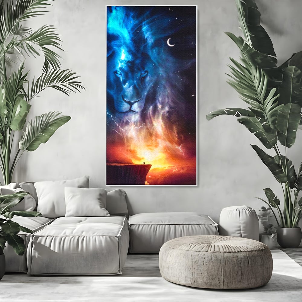 Leinwandbilder Premium, LuxCanva® M1390, Begegnung mit dem Unendlichen, Blitz, Halbmond, Universum, Sterne, Sonnenuntergang, Mond, Sonnenuntergang, Mond, Mond, Himmel, Mysterium, Geist, Geist, Magie, Büro, Wohnen, Kinderzimmer