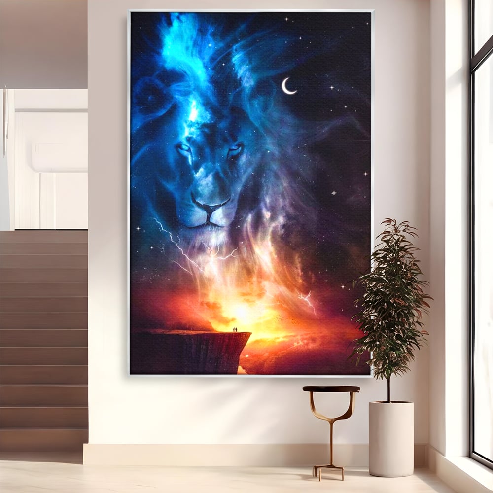 Leinwandbilder Premium, LuxCanva® M1390, Begegnung mit dem Unendlichen, Blitz, Halbmond, Universum, Sterne, Sonnenuntergang, Mond, Sonnenuntergang, Mond, Mond, Himmel, Mysterium, Geist, Geist, Magie, Büro, Wohnen, Kinderzimmer