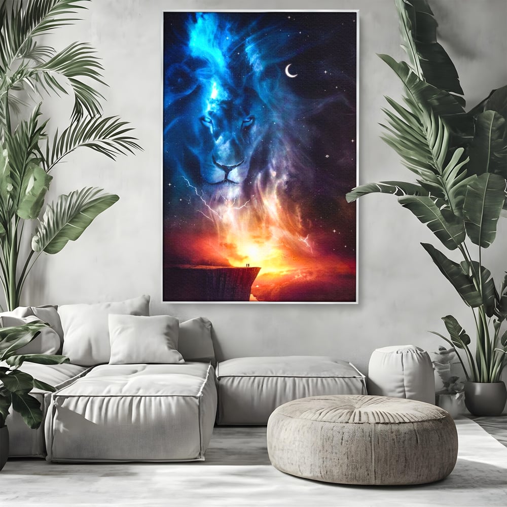 Leinwandbilder Premium, LuxCanva® M1390, Begegnung mit dem Unendlichen, Blitz, Halbmond, Universum, Sterne, Sonnenuntergang, Mond, Sonnenuntergang, Mond, Mond, Himmel, Mysterium, Geist, Geist, Magie, Büro, Wohnen, Kinderzimmer
