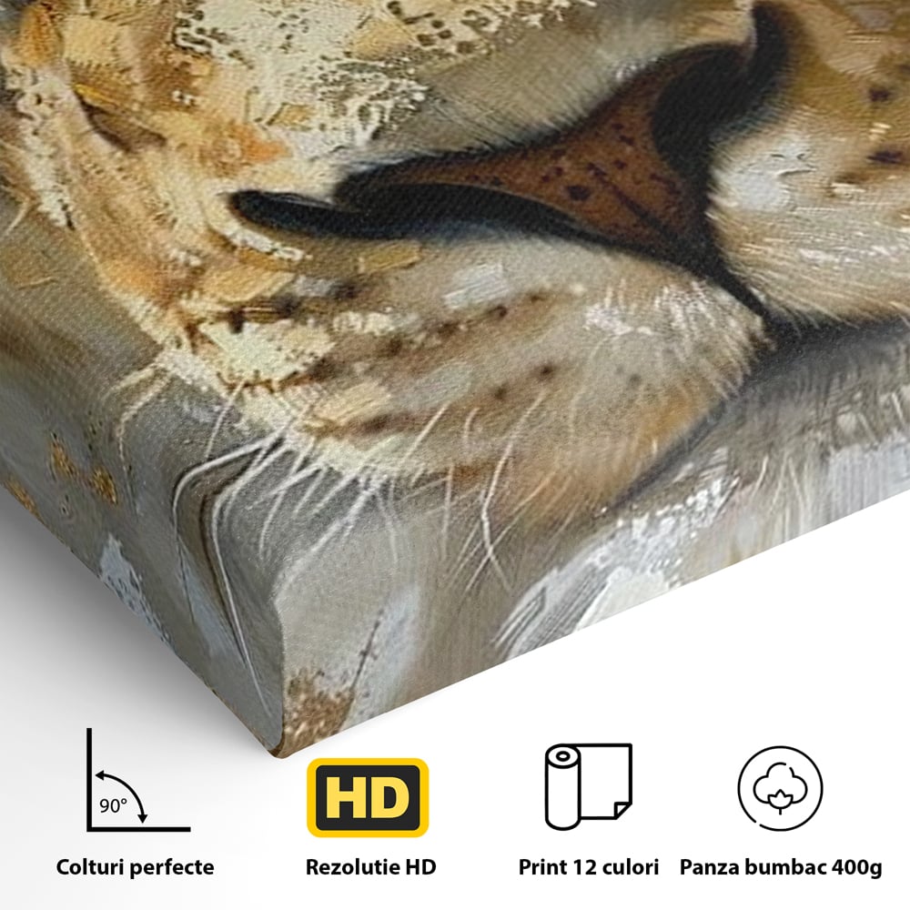 Leinwandbilder Premium, LuxCanva® M1392, Königlicher Fußabdruck, König des Dschungels, Löwe, Tier, Wild, Gold, Luxus, Modern, Modern, Kraftvoll, Elegant, Blickfang, Büro, Wohnen, Kinderzimmer