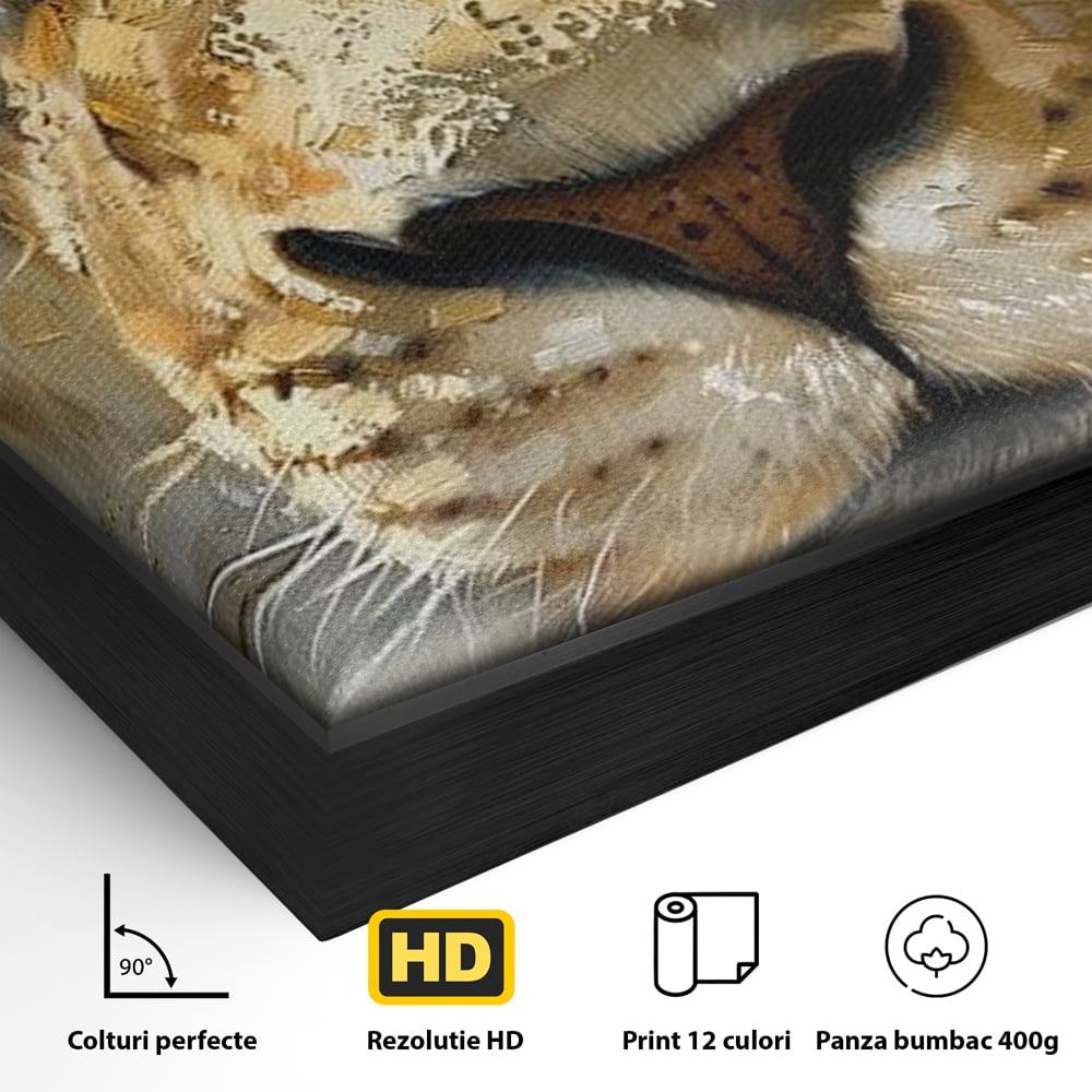 Leinwandbilder Premium, LuxCanva® M1392, Königlicher Fußabdruck, König des Dschungels, Löwe, Tier, Wild, Gold, Luxus, Modern, Modern, Kraftvoll, Elegant, Blickfang, Büro, Wohnen, Kinderzimmer