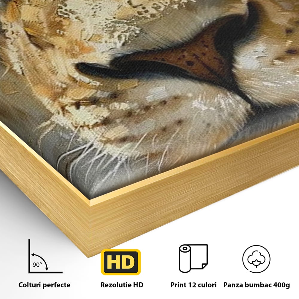 Leinwandbilder Premium, LuxCanva® M1392, Königlicher Fußabdruck, König des Dschungels, Löwe, Tier, Wild, Gold, Luxus, Modern, Modern, Kraftvoll, Elegant, Blickfang, Büro, Wohnen, Kinderzimmer