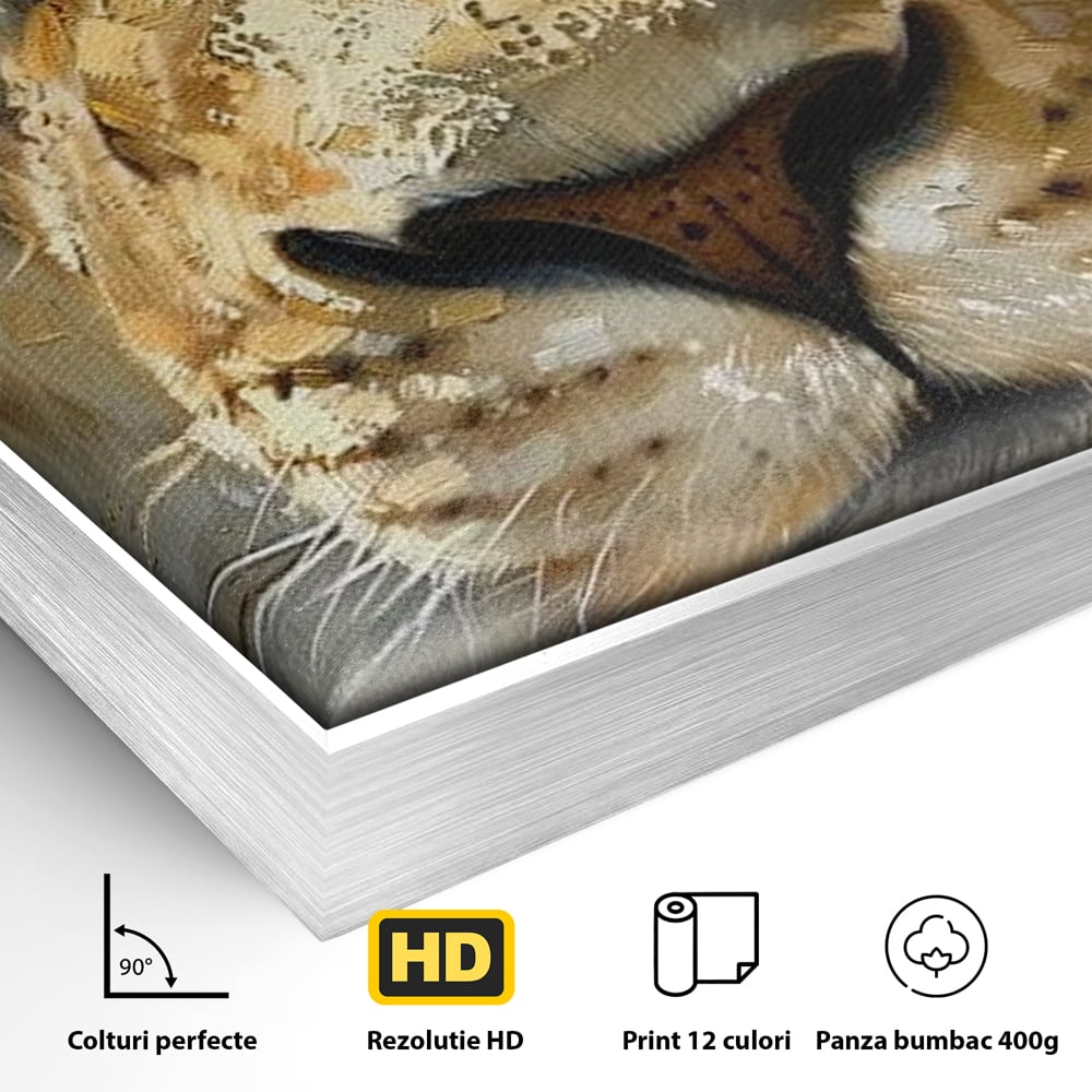 Leinwandbilder Premium, LuxCanva® M1392, Königlicher Fußabdruck, König des Dschungels, Löwe, Tier, Wild, Gold, Luxus, Modern, Modern, Kraftvoll, Elegant, Blickfang, Büro, Wohnen, Kinderzimmer
