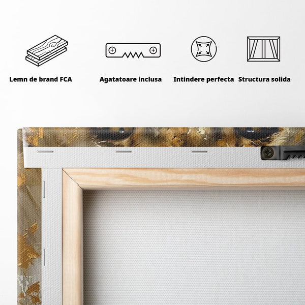 Leinwandbilder Premium, LuxCanva® M1392, Königlicher Fußabdruck, König des Dschungels, Löwe, Tier, Wild, Gold, Luxus, Modern, Modern, Kraftvoll, Elegant, Blickfang, Büro, Wohnen, Kinderzimmer