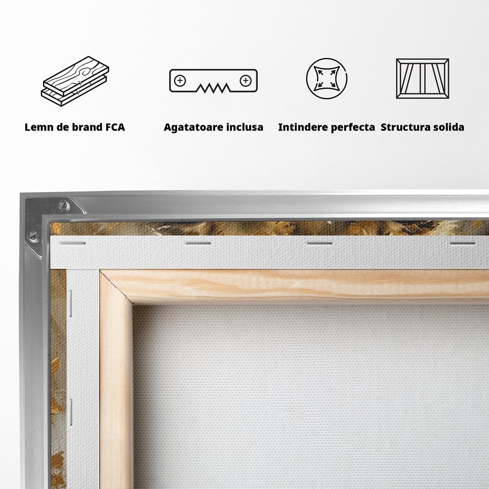 Leinwandbilder Premium, LuxCanva® M1392, Königlicher Fußabdruck, König des Dschungels, Löwe, Tier, Wild, Gold, Luxus, Modern, Modern, Kraftvoll, Elegant, Blickfang, Büro, Wohnen, Kinderzimmer