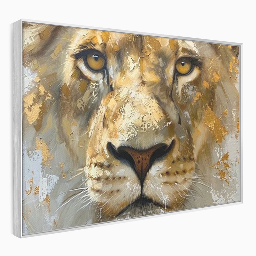 Leinwandbilder Premium, LuxCanva® M1392, Königlicher Fußabdruck, König des Dschungels, Löwe, Tier, Wild, Gold, Luxus, Modern, Modern, Kraftvoll, Elegant, Blickfang, Büro, Wohnen, Kinderzimmer
