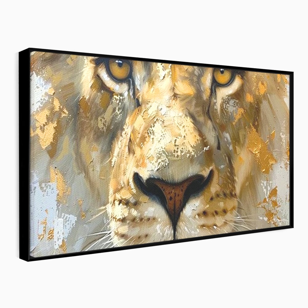 Leinwandbilder Premium, LuxCanva® M1392, Königlicher Fußabdruck, König des Dschungels, Löwe, Tier, Wild, Gold, Luxus, Modern, Modern, Kraftvoll, Elegant, Blickfang, Büro, Wohnen, Kinderzimmer