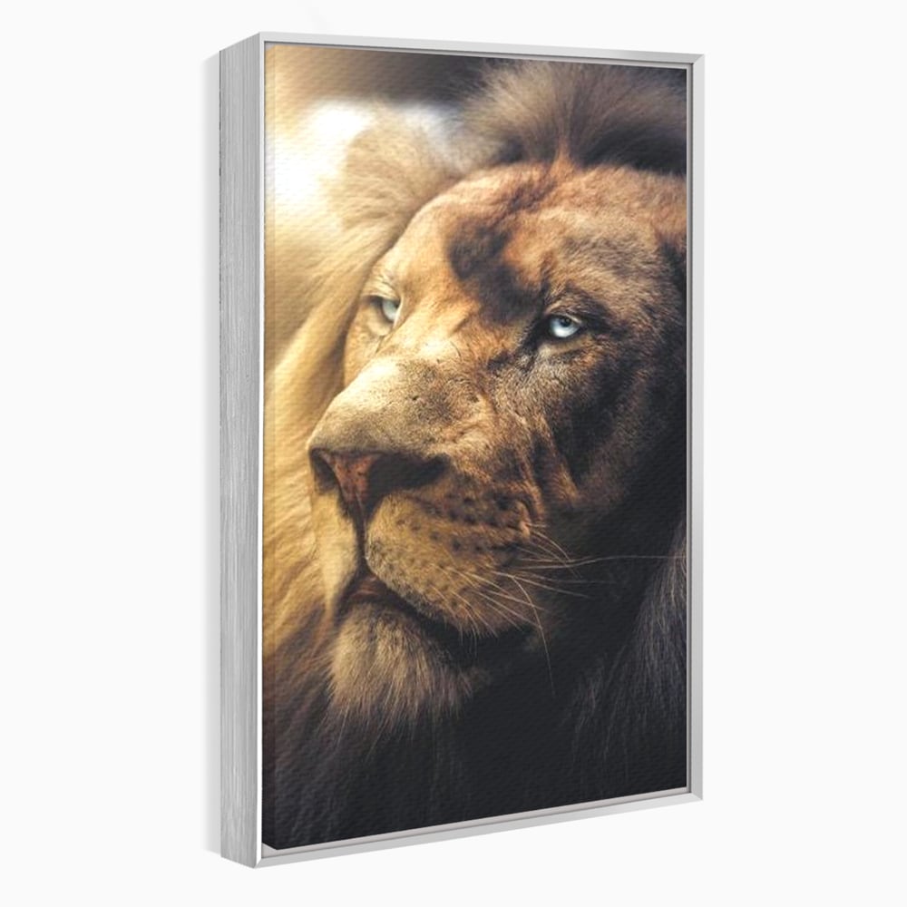 Leinwandbilder Premium, LuxCanva® M1393, Eisblick, Realistisch, Portrait, Gesicht, Dschungel, Geheimnisvoll, Denker, Meditation, Wild, Tier, Löwe, Büro, Wohnen, Kinderzimmer