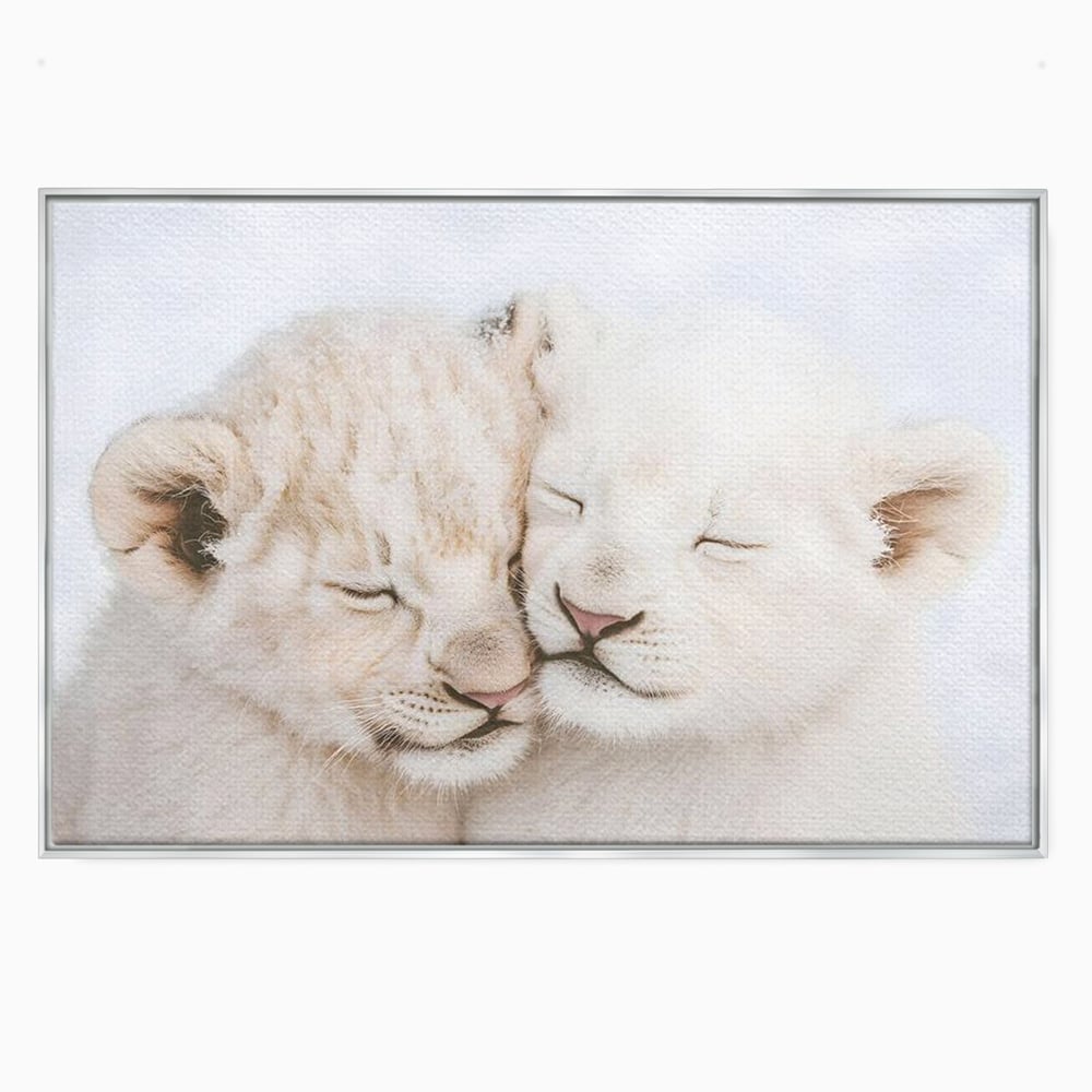 Leinwand Wandkunst Leinwand Wandkunst Premium, LuxCanva® M1395, Sweet Rest, Huhn, Küken, Löwen, Brüder, Schlaf, Unschuld, Reinheit, Reinheit, Umarmung, Traum, flauschig, liebenswert, Büro, Wohnen, Babyzimmer