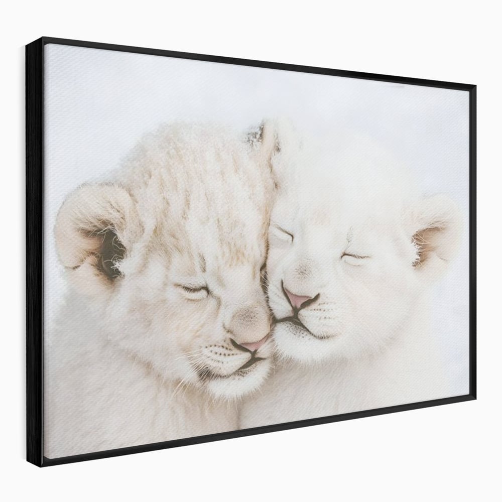 Leinwand Wandkunst Leinwand Wandkunst Premium, LuxCanva® M1395, Sweet Rest, Huhn, Küken, Löwen, Brüder, Schlaf, Unschuld, Reinheit, Reinheit, Umarmung, Traum, flauschig, liebenswert, Büro, Wohnen, Babyzimmer