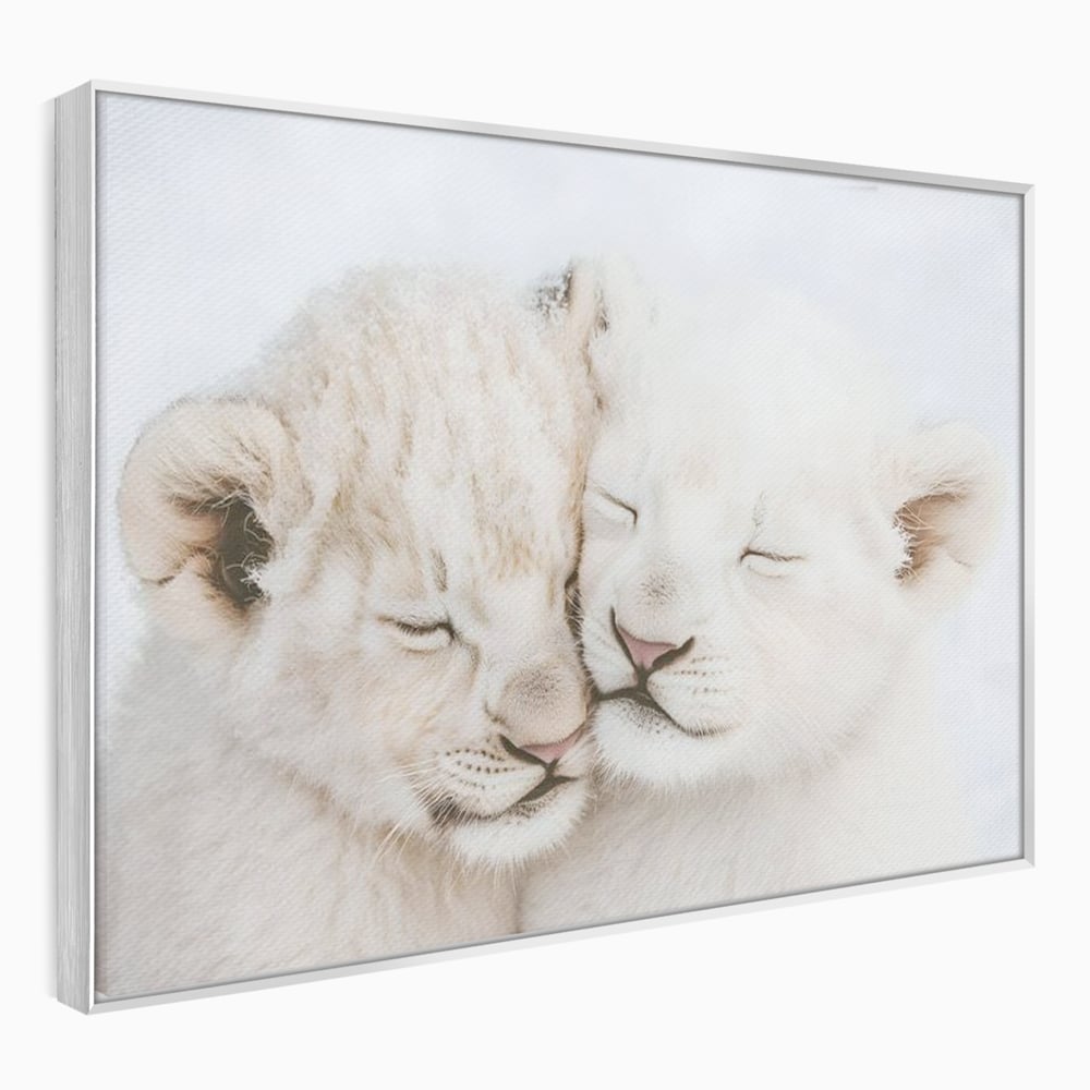 Leinwand Wandkunst Leinwand Wandkunst Premium, LuxCanva® M1395, Sweet Rest, Huhn, Küken, Löwen, Brüder, Schlaf, Unschuld, Reinheit, Reinheit, Umarmung, Traum, flauschig, liebenswert, Büro, Wohnen, Babyzimmer