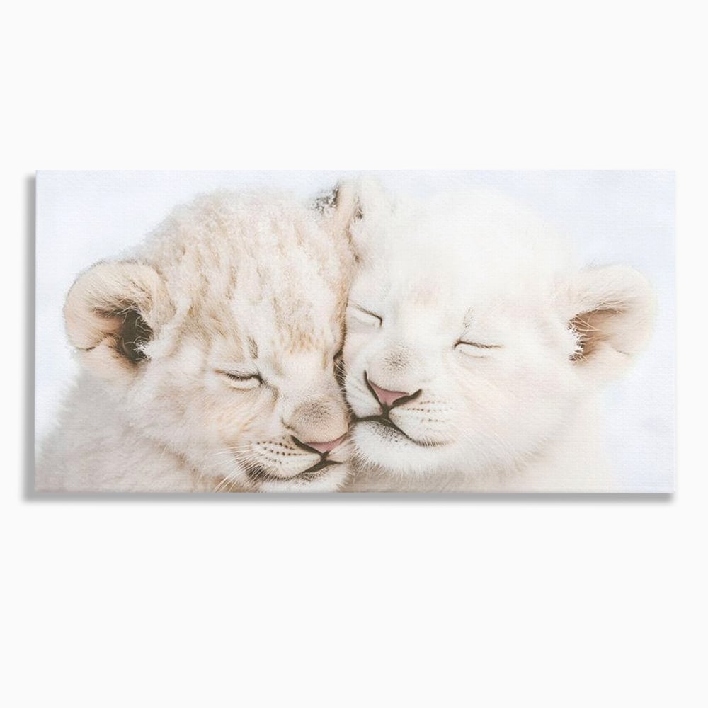 Leinwand Wandkunst Leinwand Wandkunst Premium, LuxCanva® M1395, Sweet Rest, Huhn, Küken, Löwen, Brüder, Schlaf, Unschuld, Reinheit, Reinheit, Umarmung, Traum, flauschig, liebenswert, Büro, Wohnen, Babyzimmer
