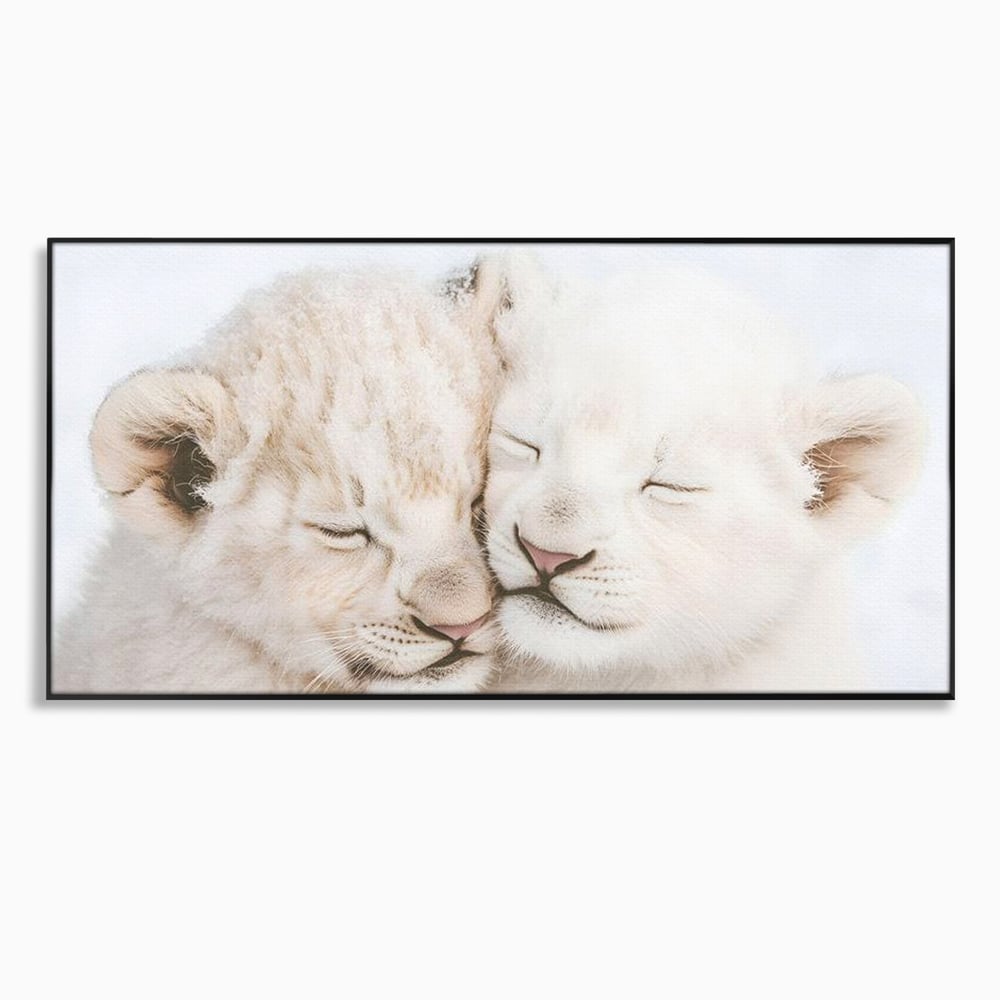 Leinwand Wandkunst Leinwand Wandkunst Premium, LuxCanva® M1395, Sweet Rest, Huhn, Küken, Löwen, Brüder, Schlaf, Unschuld, Reinheit, Reinheit, Umarmung, Traum, flauschig, liebenswert, Büro, Wohnen, Babyzimmer