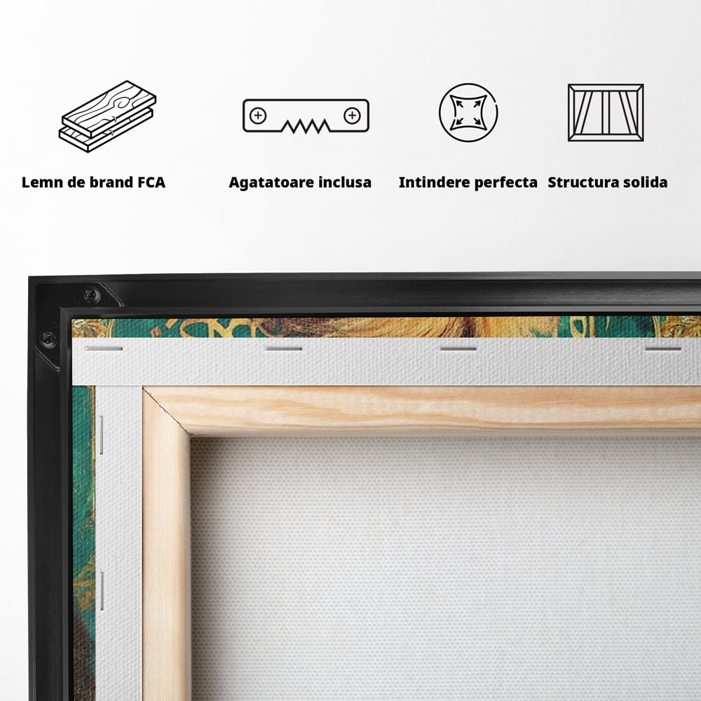 Leinwandbilder Premium, LuxCanva® M1396, Der goldene und smaragdgrüne Thron, König des Dschungels, Löwe, Macht, Mysterium, Symbole, golden, Ornament, Büro, Wohnen, Kinderzimmer