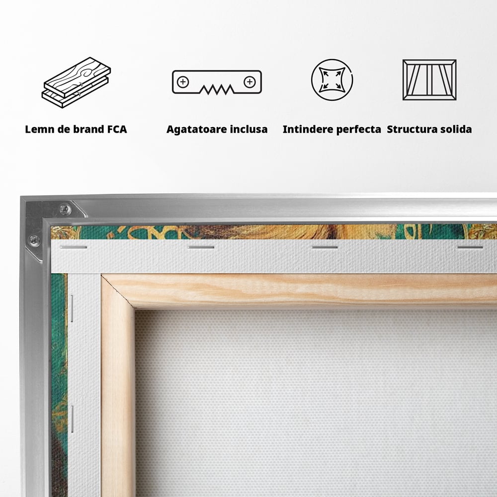 Leinwandbilder Premium, LuxCanva® M1396, Der goldene und smaragdgrüne Thron, König des Dschungels, Löwe, Macht, Mysterium, Symbole, golden, Ornament, Büro, Wohnen, Kinderzimmer