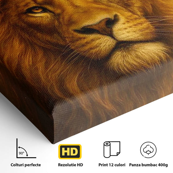 Leinwandbilder Premium, LuxCanva® M1397, Herrlichkeit des Feuers, Licht, strahlend, königlich, Tier, wild, majestätisch, edel, nobel, Löwe, Portrait, abstrakt, Büro, Wohnen, Kinderzimmer