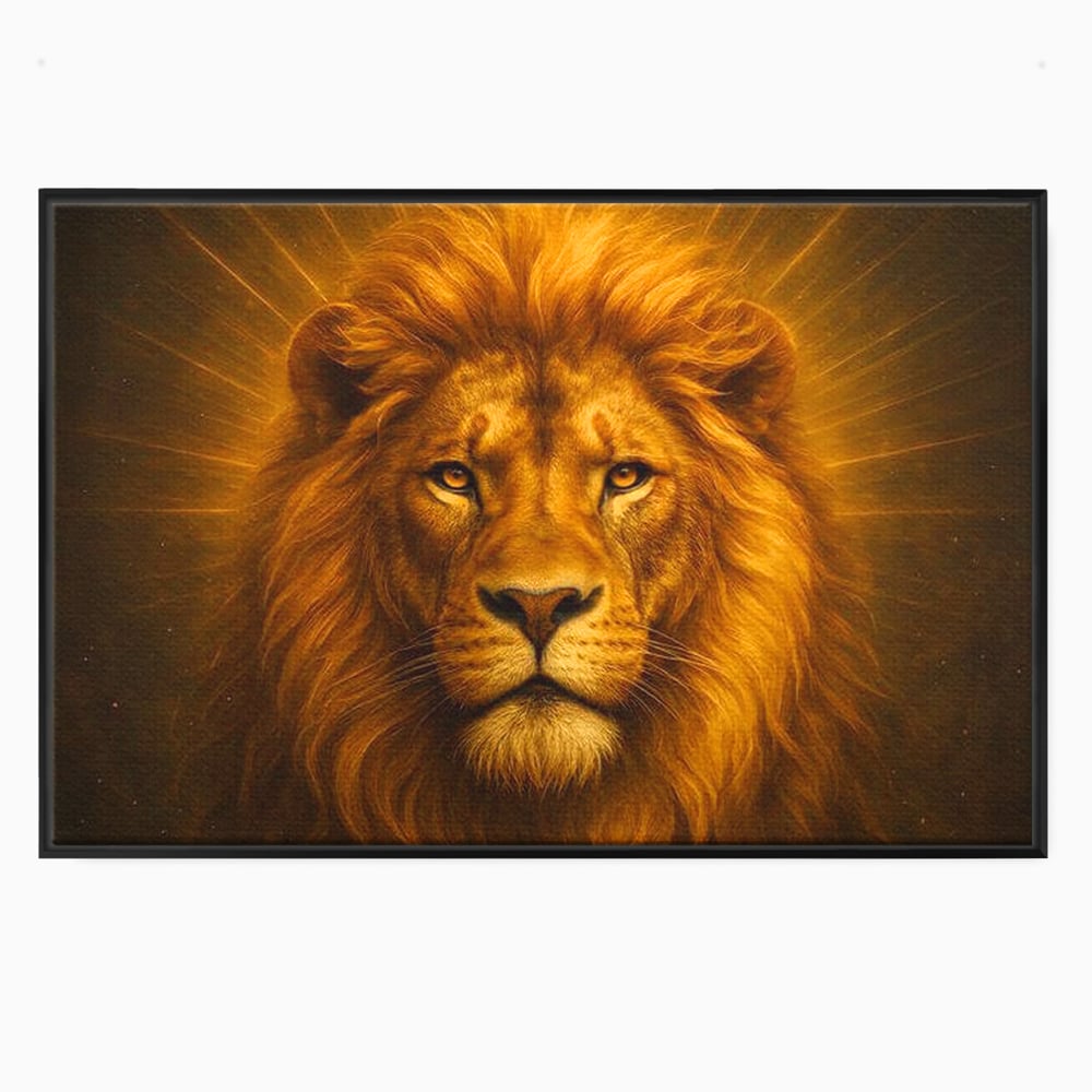 Leinwandbilder Premium, LuxCanva® M1397, Herrlichkeit des Feuers, Licht, strahlend, königlich, Tier, wild, majestätisch, edel, nobel, Löwe, Portrait, abstrakt, Büro, Wohnen, Kinderzimmer