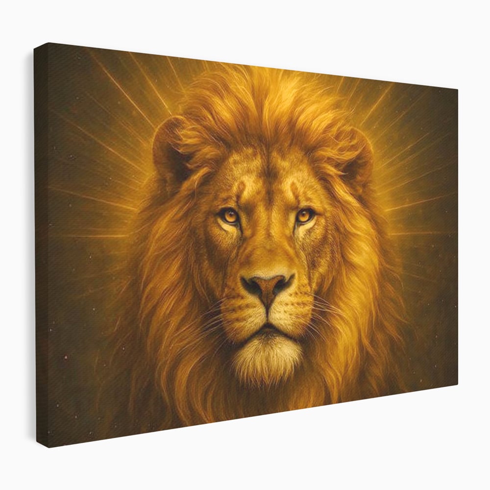 Leinwandbilder Premium, LuxCanva® M1397, Herrlichkeit des Feuers, Licht, strahlend, königlich, Tier, wild, majestätisch, edel, nobel, Löwe, Portrait, abstrakt, Büro, Wohnen, Kinderzimmer