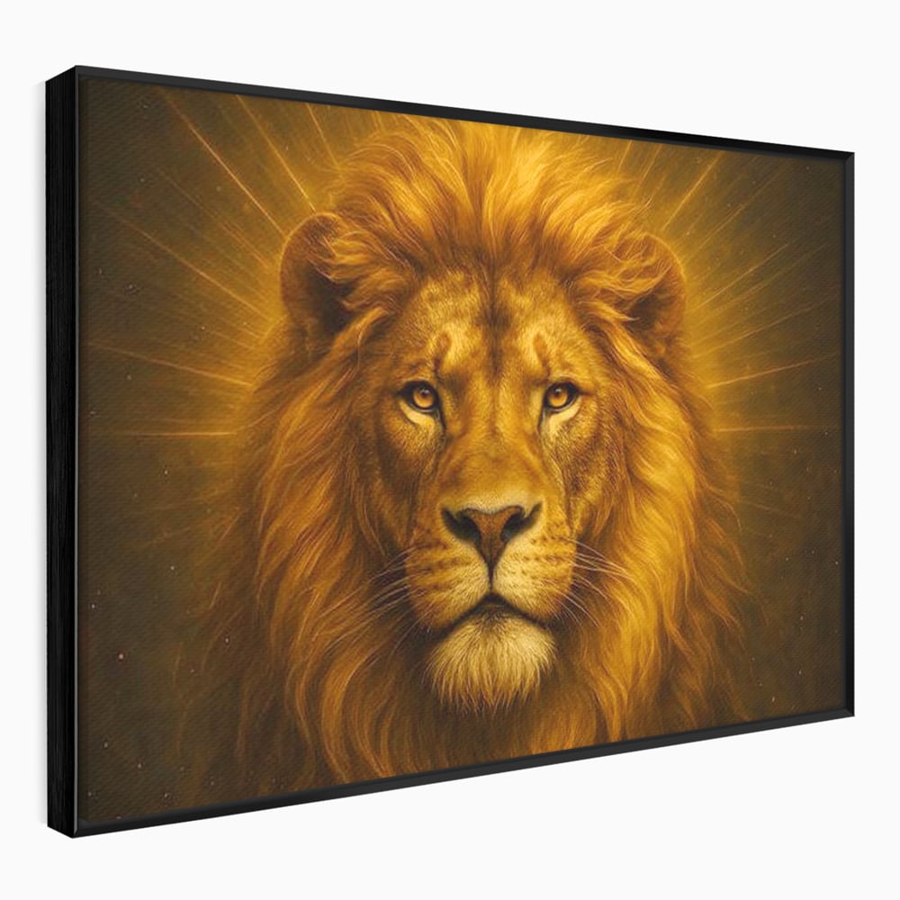 Leinwandbilder Premium, LuxCanva® M1397, Herrlichkeit des Feuers, Licht, strahlend, königlich, Tier, wild, majestätisch, edel, nobel, Löwe, Portrait, abstrakt, Büro, Wohnen, Kinderzimmer