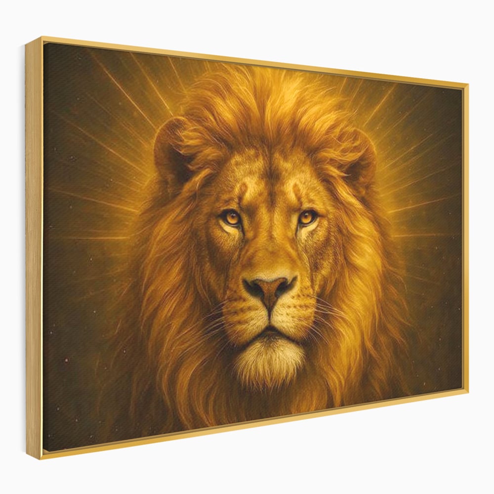 Leinwandbilder Premium, LuxCanva® M1397, Herrlichkeit des Feuers, Licht, strahlend, königlich, Tier, wild, majestätisch, edel, nobel, Löwe, Portrait, abstrakt, Büro, Wohnen, Kinderzimmer