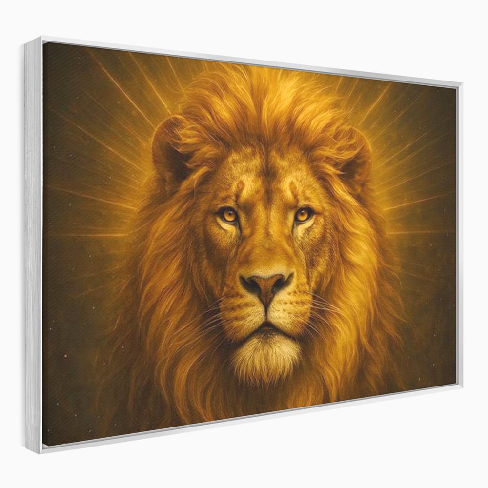 Leinwandbilder Premium, LuxCanva® M1397, Herrlichkeit des Feuers, Licht, strahlend, königlich, Tier, wild, majestätisch, edel, nobel, Löwe, Portrait, abstrakt, Büro, Wohnen, Kinderzimmer