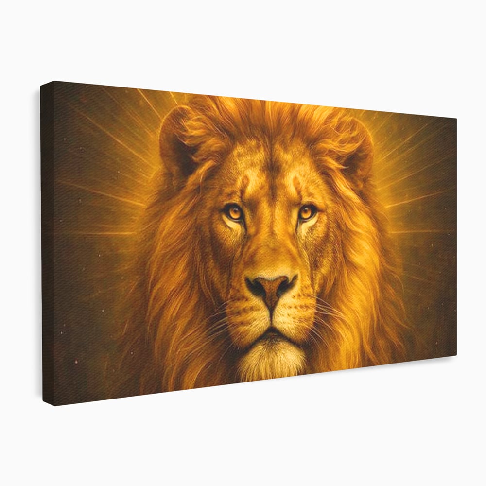 Leinwandbilder Premium, LuxCanva® M1397, Herrlichkeit des Feuers, Licht, strahlend, königlich, Tier, wild, majestätisch, edel, nobel, Löwe, Portrait, abstrakt, Büro, Wohnen, Kinderzimmer