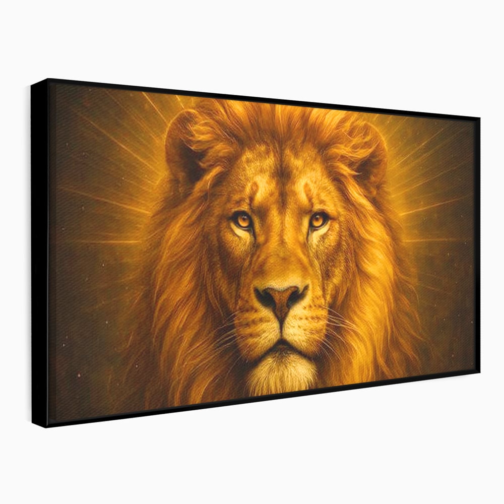 Leinwandbilder Premium, LuxCanva® M1397, Herrlichkeit des Feuers, Licht, strahlend, königlich, Tier, wild, majestätisch, edel, nobel, Löwe, Portrait, abstrakt, Büro, Wohnen, Kinderzimmer