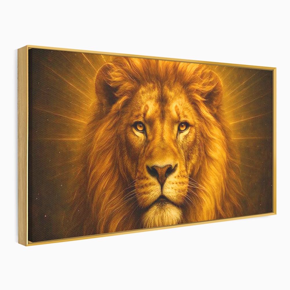 Leinwandbilder Premium, LuxCanva® M1397, Herrlichkeit des Feuers, Licht, strahlend, königlich, Tier, wild, majestätisch, edel, nobel, Löwe, Portrait, abstrakt, Büro, Wohnen, Kinderzimmer
