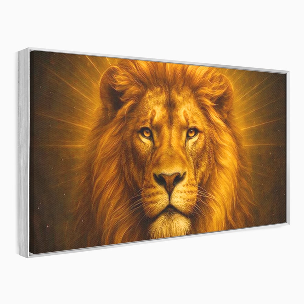 Leinwandbilder Premium, LuxCanva® M1397, Herrlichkeit des Feuers, Licht, strahlend, königlich, Tier, wild, majestätisch, edel, nobel, Löwe, Portrait, abstrakt, Büro, Wohnen, Kinderzimmer