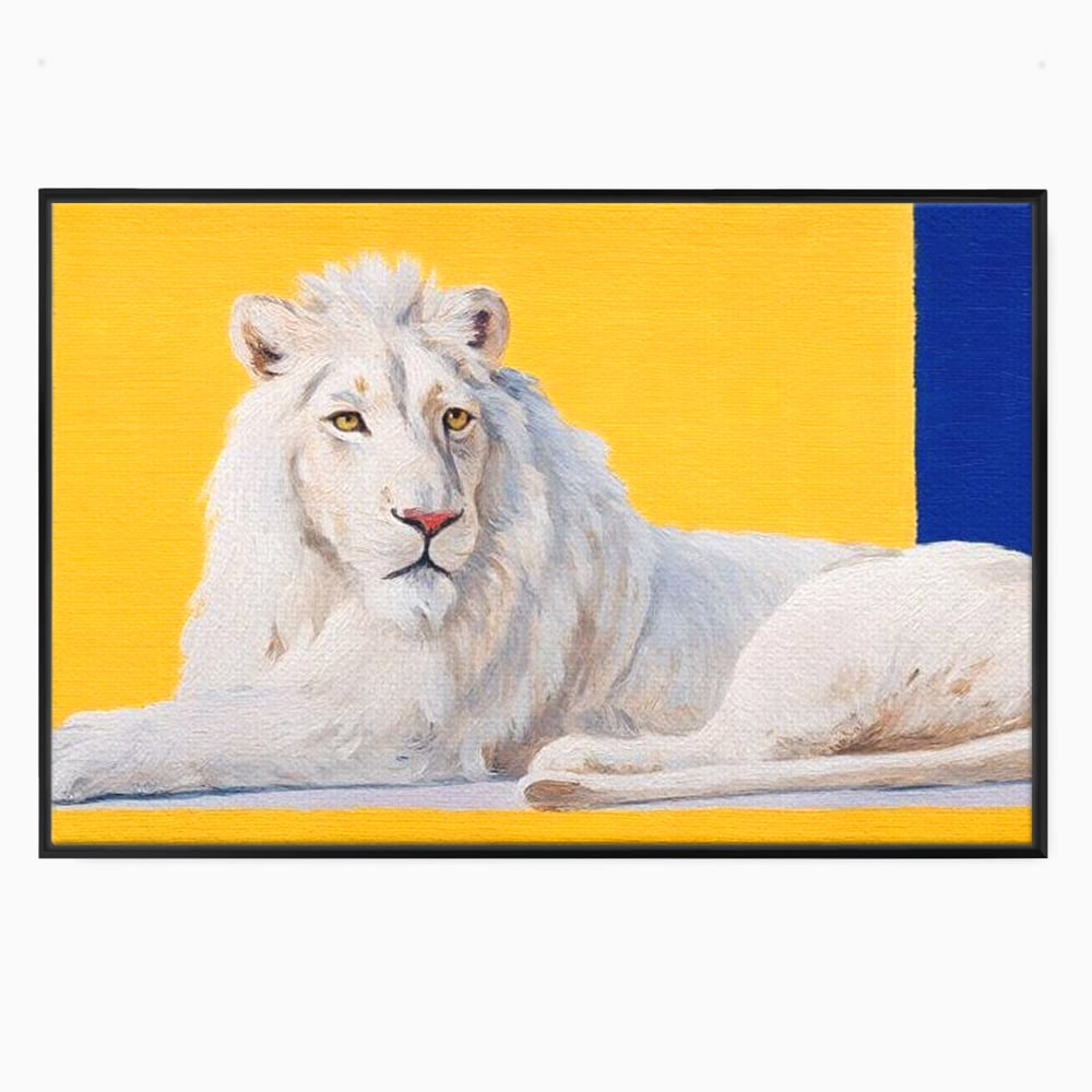 Leinwand Premium Canvas Wandbilder, LuxCanva® M1399, Königliche Komposition, Reinheit, König, Gemälde, Modern, Entspannend, Weisheit, Löwe, Tier, Büro, Wohnen, Kinderzimmer