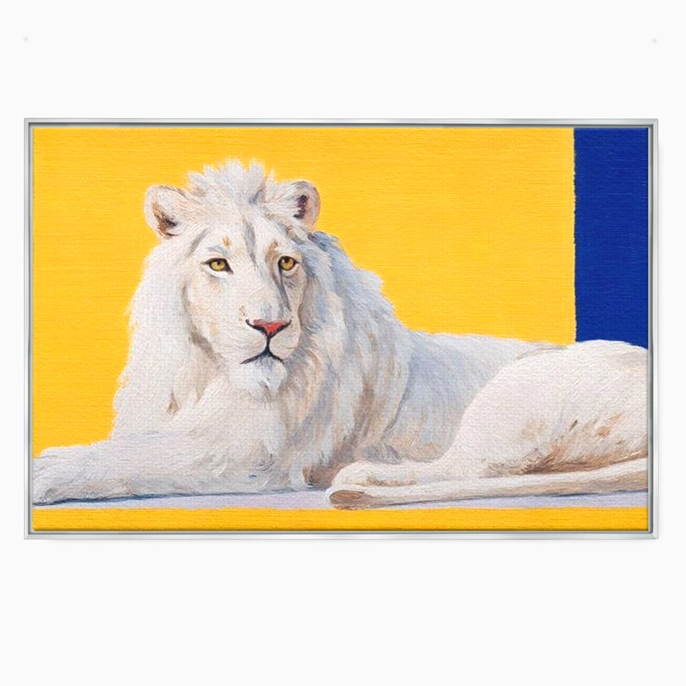 Leinwand Premium Canvas Wandbilder, LuxCanva® M1399, Königliche Komposition, Reinheit, König, Gemälde, Modern, Entspannend, Weisheit, Löwe, Tier, Büro, Wohnen, Kinderzimmer