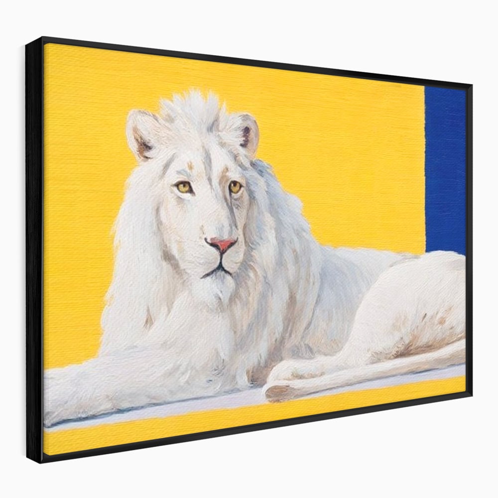 Leinwand Premium Canvas Wandbilder, LuxCanva® M1399, Königliche Komposition, Reinheit, König, Gemälde, Modern, Entspannend, Weisheit, Löwe, Tier, Büro, Wohnen, Kinderzimmer