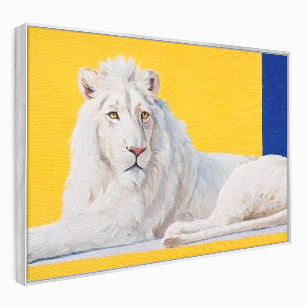 Leinwand Premium Canvas Wandbilder, LuxCanva® M1399, Königliche Komposition, Reinheit, König, Gemälde, Modern, Entspannend, Weisheit, Löwe, Tier, Büro, Wohnen, Kinderzimmer