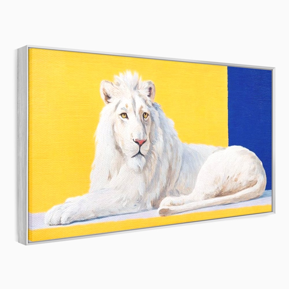 Leinwand Premium Canvas Wandbilder, LuxCanva® M1399, Königliche Komposition, Reinheit, König, Gemälde, Modern, Entspannend, Weisheit, Löwe, Tier, Büro, Wohnen, Kinderzimmer